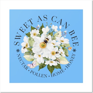 Sweet As Can Bee with Apple Tree Blossoms Posters and Art